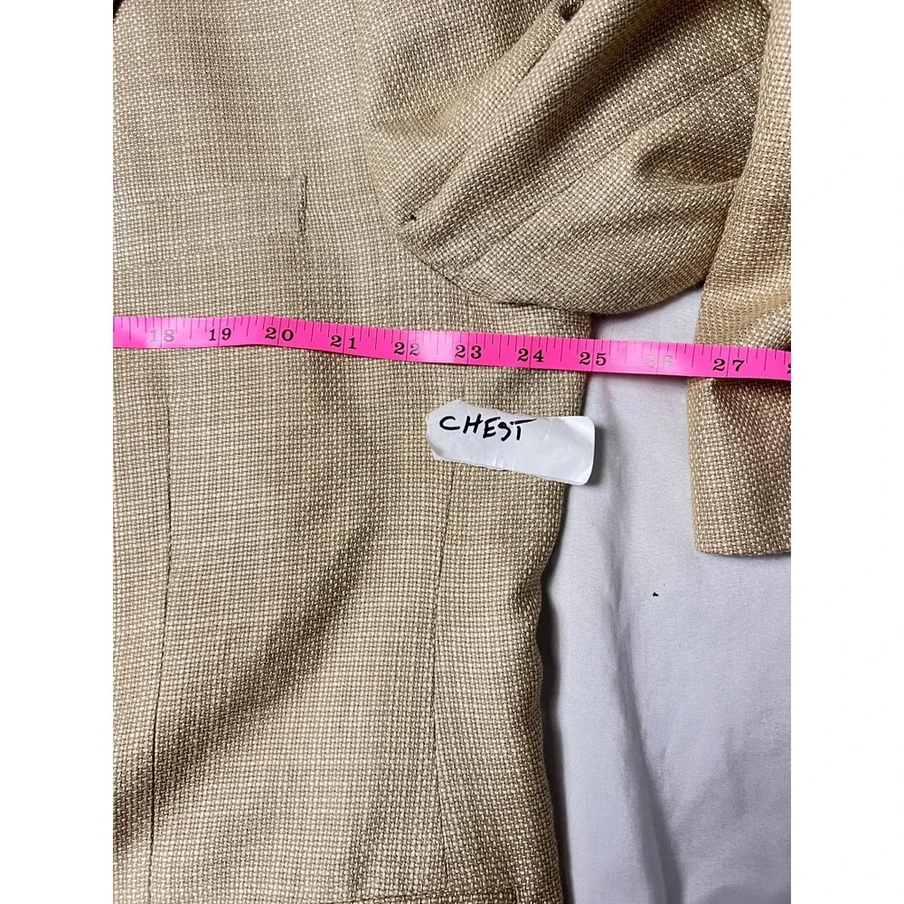 Chaps Mens 48R Blazer 100% Silk Tan Basketweave Two Button Sport Coat COOP 12 GX